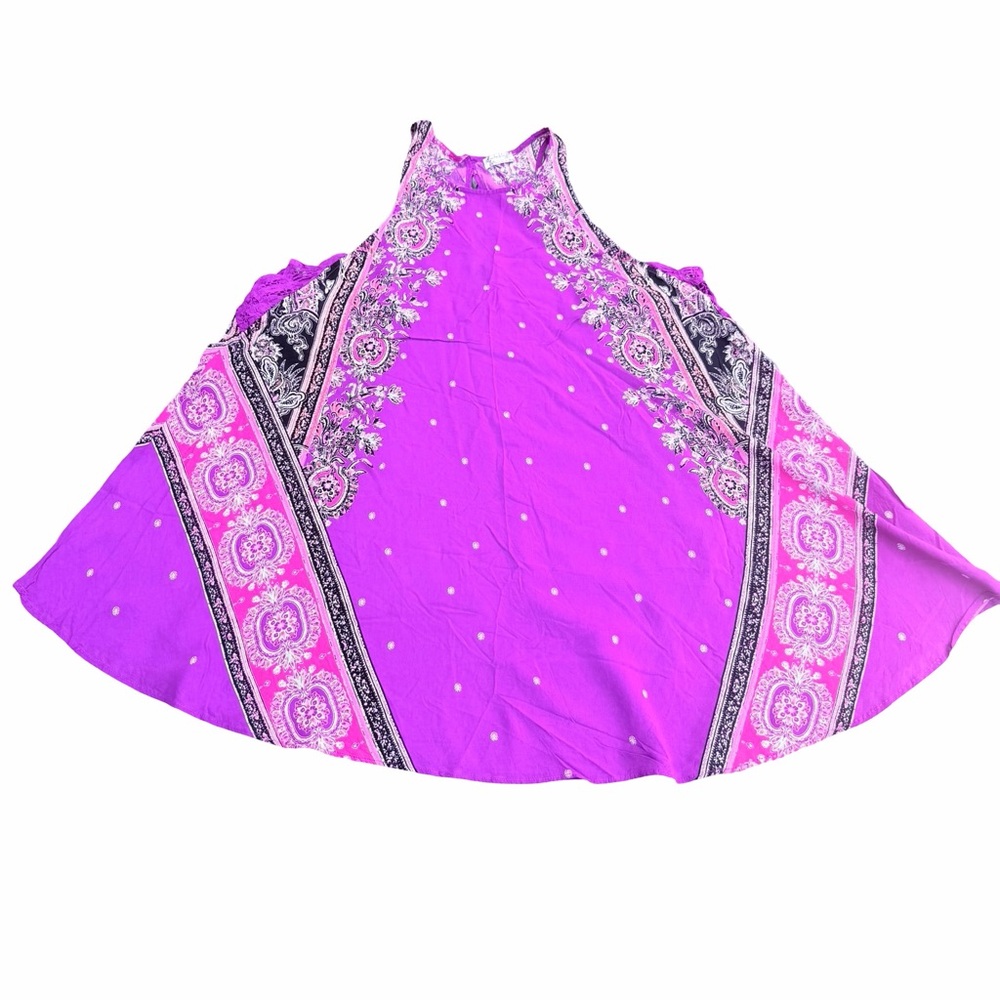 Free People Darjeeling Magenta Print Sleeveless Slip Dress - Picture 2 of 7